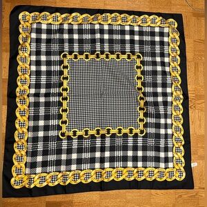 🌸 Elegant Black and Yellow Plaid Accent Scarf. Made in Italy. (3 for $25)